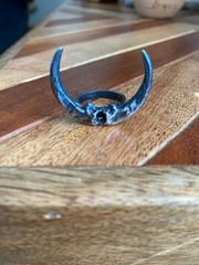 Bloodmilk Medium Owl Talon Crescent Moon Ring Sz 6.25