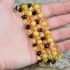Natural amber multicoloured chokers | Handmade gemstone women necklaces