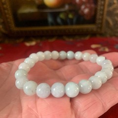 Natural Burmese Jadeite Jade 8mm Stretch Bracelet Handmade Grade A Size 6.5