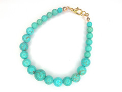 Blue beaded bracelet handmade with clasp boho southwestern turquoise look