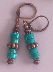 dark BLUE HOWLITE HEISHI COPPER earring LEVERBACK artisan #525