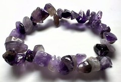 Bracelet, Stretch, Amethyst (Natural), Extra-Large Chips, 7-1/2 inches