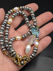 Artisan Style Cultured Pearl Statement Necklace