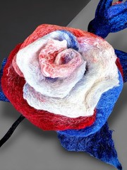 4th of July Independence Day ROSE Lapel Pin Brooch Handmade Wool Felting Art