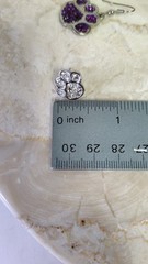 Paw Print Earrings Purple Sparkles Dangle & Silver Stud