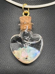 opal in heart shaped jar pendant, australian opal multi color