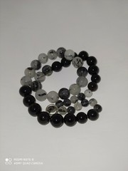 White And Black Agate, regular Beads, In One Wonderful Necklace.