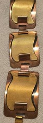 Renoir ? Clasp Bracelet 3- Copper Rectangles w/ Mesh Brass Hand Crafted 7″x 1¼»