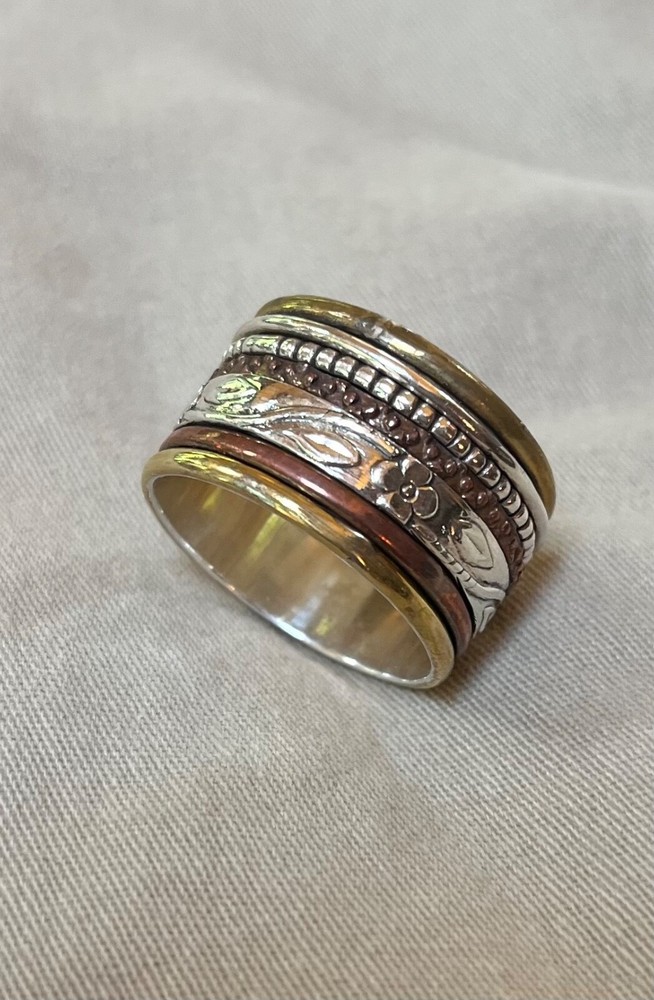 Sterling Silver and brass spinner Ring