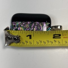 Fused Dichroic Glass Necklace Pendant-Black, SIlver, Purple and Pink Mix