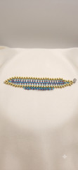 ​Handmade Beaded Jewelry Set, Necklace, Earrings, Ring, Bracelet, Blue & Gold