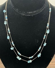 LOVELY Artisan Sterling Silver & American Turquoise Two Strand Necklace 19″