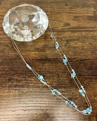 LOVELY Artisan Sterling Silver & American Turquoise Two Strand Necklace 19″