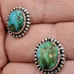 Sonoran Gold Turquoise Stud Earrings Sterling Silver Southwestern Native Style