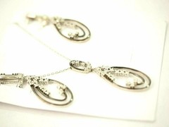 Ladies 43 Stone Cubic Zirconia Pendant and Earring set Sterling Silver $330 New