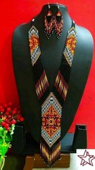 HANDCRAFTED NETIVE STYLE FEATHER MULTI-COLOR BEADED NECKLACE EARRINGS GIFT WOMAN