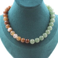 Minerals And Precious Stones. Dream Agate Bead Necklace 10 Mm + Aventurine