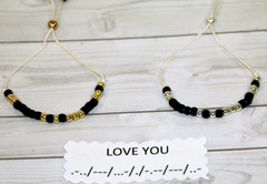 Morse Code Bracelet, LOVE YOU, Adjustable, Hidden Message/Custom/Name/Stackable