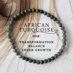 African Turquoise Stone 4mm Beaded Bracelet Healing Chakra Stretch Bracelet