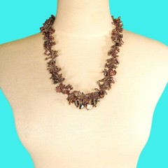 22″ Metallic Colors Stone Shell Chips Handmade BOHO Seed Bead Necklace
