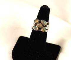 Sterling Silver Ring Ethiopian Opal Gemstone Handcrafted Size 6.5