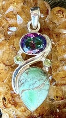 Australian Variscite, Mystic Topaz, Peridot and .925 Sterling Pendant!