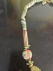 Hand Crafted Polymer Clay Necklace With Stone OOAK Tropical Flower
