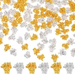 200-Pack 6.5mm x 6.8mm ( W x H ) Flower Stamen Alloy for Crafts [Silver, Gold]