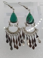 Artisan Made Silver Tone Natural Stone Chandelier Earrings