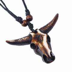 Gothic Vintage Resin Ox Head Ethnic Sweater Chain Men’s Necklace