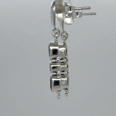 925 Sterling Silver – Triple Oval and Round Red Faceted Garnet Post Earrings
