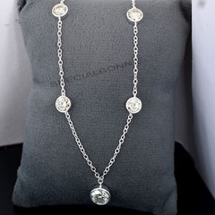 Designer 5Ct White Diamond Necklace-Great Shine ! FREE Diamond Studs