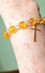 Yellow Citrine Beads Bracelet With Gold Plated cross– Handcrafted