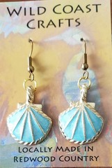 Blue Enamel Shell Earrings