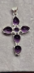 Purple Set Amethyst Quartz Cross Earrings Pendant Faith Church Christian Joy