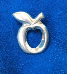 Pretty Handmade Solid Sterling Silver Apple pin. Pin size – 1 1/4″ x 1″