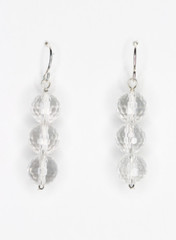 Quartz Crystal 8mm Faceted Round .925 Sterling Silver Gemstone Earrings 1 1/2″