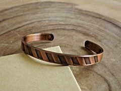 Oxidized Pure Copper Magnetic Bracelet Arthritis Energy Adjustable Cuff