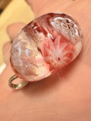 Hand-Blown Murano Glass Millefiori Flower Design Necklace Pendant, Small