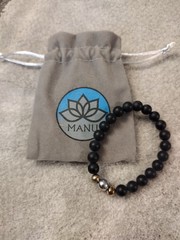 MANU Bracelet Black Beads with Silver and Gold Accent Beads – New