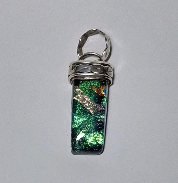 Handmade Dichroic Glass And Sterling Silver Pendant By Mary.Whitehorse