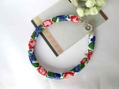 Floral beaded necklace Blossom necklace Roses violets Delicate Bib Beaded choker