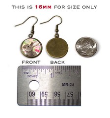 Brown Bunny Rabbit Florals Design – Handmade Resin Dangling Earrings 16mm SIZE