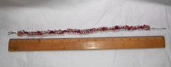 Crystal & Natural Pearl adj 16″-19″ necklace HANDCRAFTED purple, pink & orange