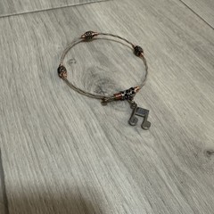 Handmade Upcycled Guitar String Bracelet Bangle Music Note Charm Womens