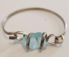 Brasstone Aqua Sea Glass BRACELET Artisan