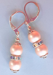 RED SHELL PEARL earring drop earring SP LEVERBACK handcrafted