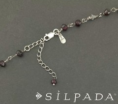 SILPADA Sterling Silver Faceted GARNET Fancy Beaded Station Necklace~#N1053