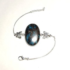 Chrysocolla Gemstone Handmade Brass Silver Plated Bracelet