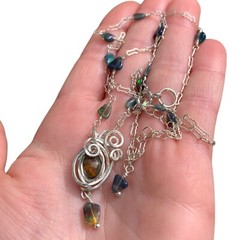 Ethiopian Black Opal Pendant 925 Silver Wire Wrap Necklace Handmade Jewelry